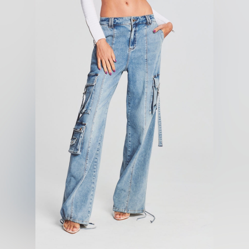 Retrofete Alejandra High Rise Wide Leg Cargo Jean Size 26 **RARE FIND-BRAND NEW*